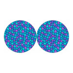Teal Pink Mermaid Scales Pattern Print Car Coasters