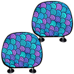 Teal Pink Mermaid Scales Pattern Print Car Headrest Covers