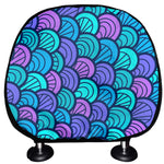 Teal Pink Mermaid Scales Pattern Print Car Headrest Covers