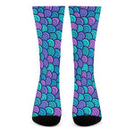 Teal Pink Mermaid Scales Pattern Print Crew Socks