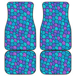 Teal Pink Mermaid Scales Pattern Print Front and Back Car Floor Mats