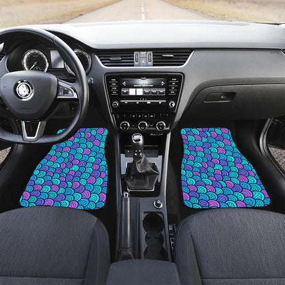 Teal Pink Mermaid Scales Pattern Print Front and Back Car Floor Mats