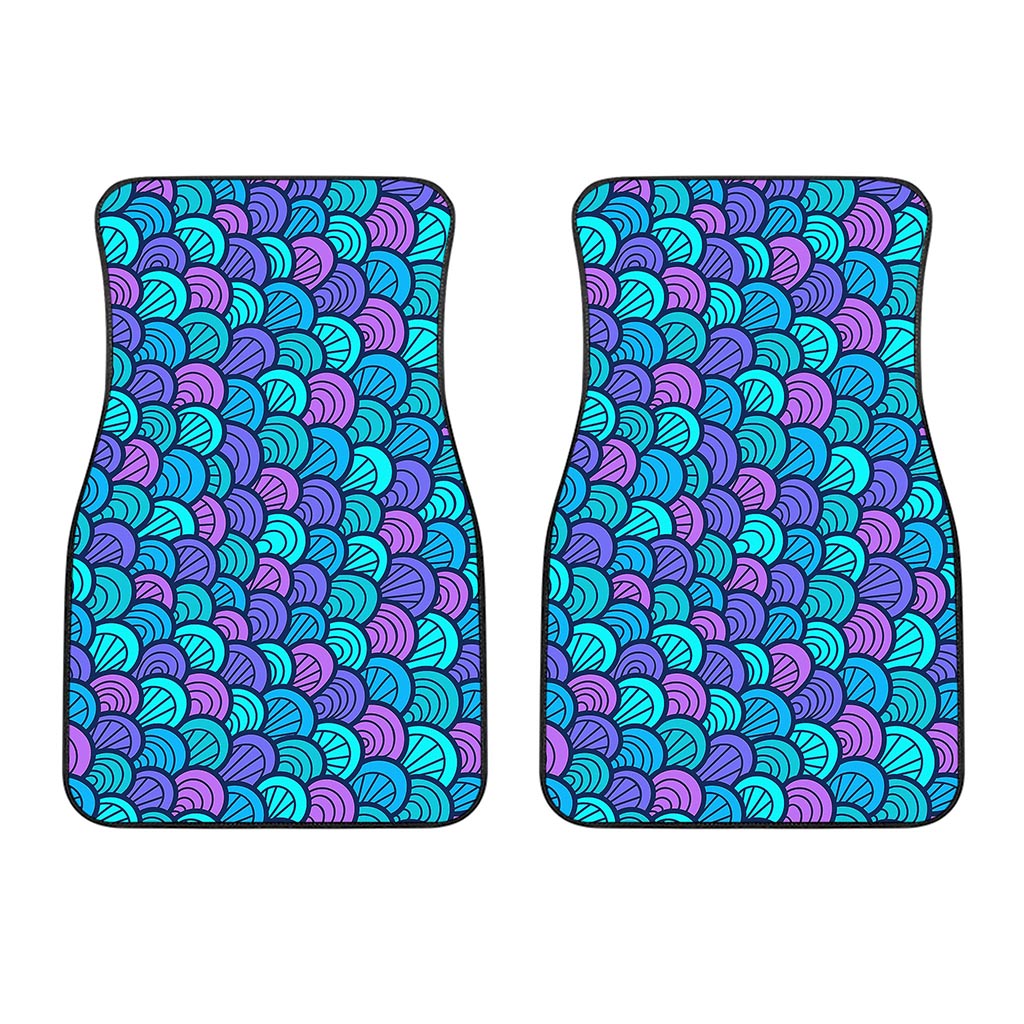 Teal Pink Mermaid Scales Pattern Print Front Car Floor Mats