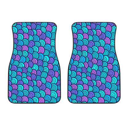 Teal Pink Mermaid Scales Pattern Print Front Car Floor Mats