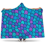 Teal Pink Mermaid Scales Pattern Print Hooded Blanket