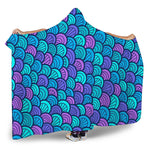 Teal Pink Mermaid Scales Pattern Print Hooded Blanket
