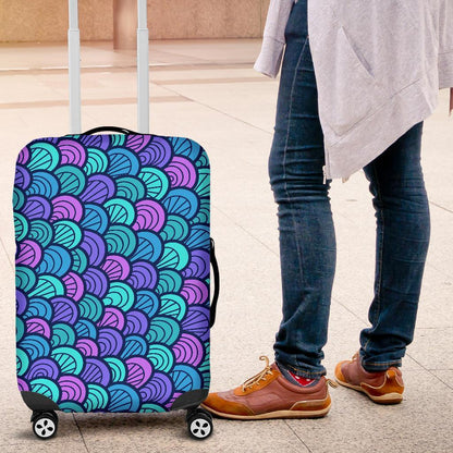 Teal Pink Mermaid Scales Pattern Print Luggage Cover GearFrost