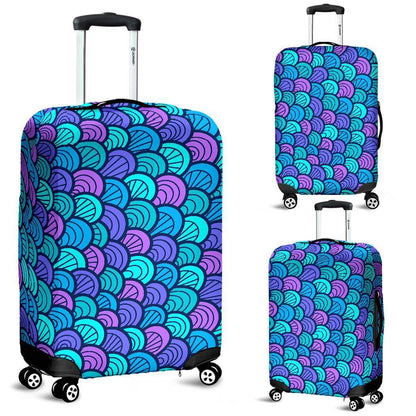 Teal Pink Mermaid Scales Pattern Print Luggage Cover GearFrost