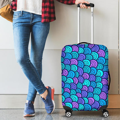 Teal Pink Mermaid Scales Pattern Print Luggage Cover GearFrost