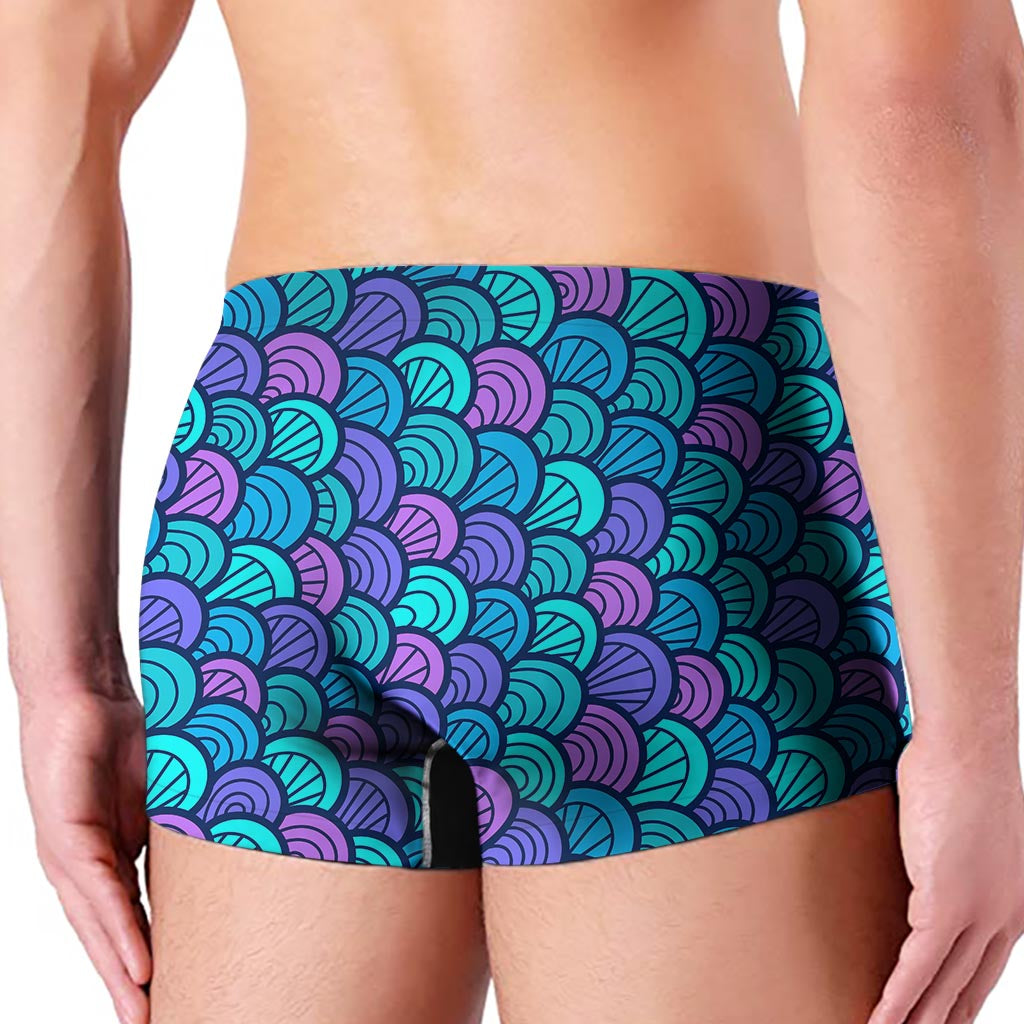 Teal Pink Mermaid Scales Pattern Print Men's Boxer Briefs