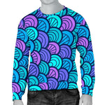 Teal Pink Mermaid Scales Pattern Print Men's Crewneck Sweatshirt GearFrost