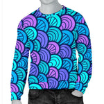 Teal Pink Mermaid Scales Pattern Print Men's Crewneck Sweatshirt GearFrost