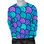 Teal Pink Mermaid Scales Pattern Print Men's Crewneck Sweatshirt GearFrost