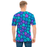 Teal Pink Mermaid Scales Pattern Print Men's T-Shirt