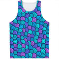 Teal Pink Mermaid Scales Pattern Print Men's Tank Top
