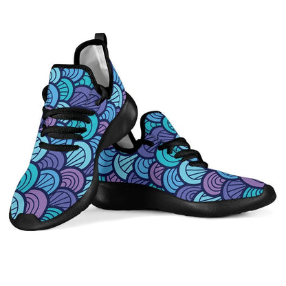 Teal Pink Mermaid Scales Pattern Print Mesh Knit Shoes GearFrost