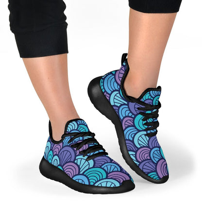 Teal Pink Mermaid Scales Pattern Print Mesh Knit Shoes GearFrost