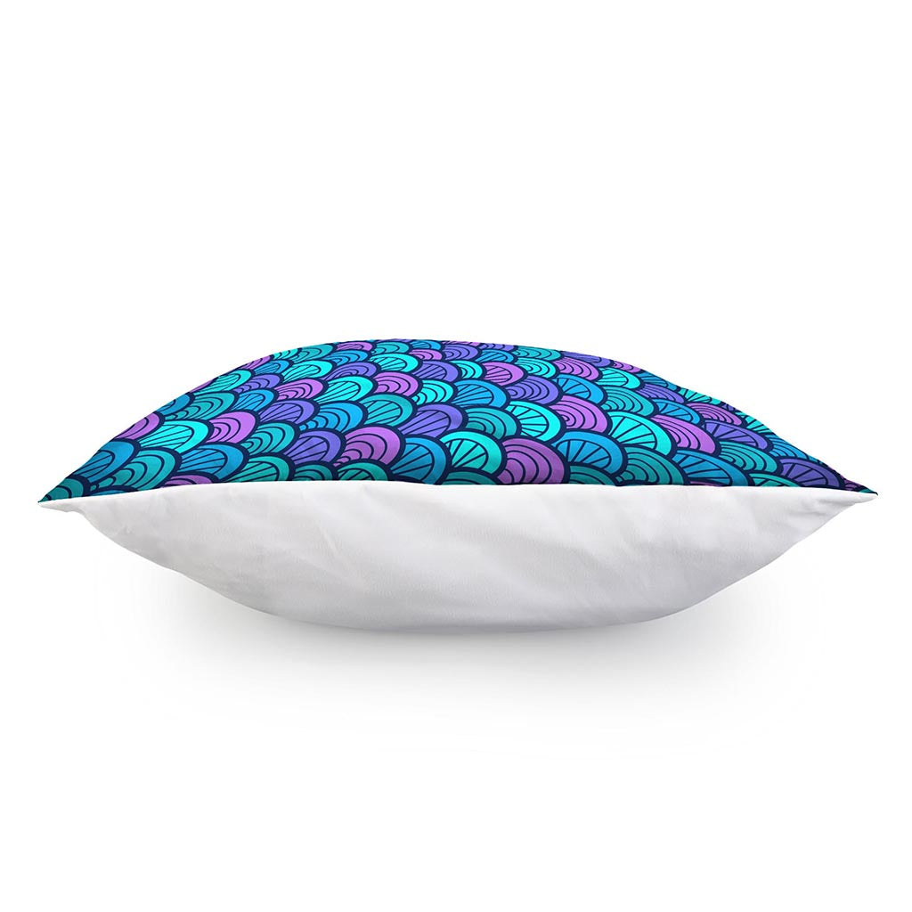 Teal Pink Mermaid Scales Pattern Print Pillow Cover