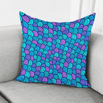 Teal Pink Mermaid Scales Pattern Print Pillow Cover