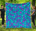 Teal Pink Mermaid Scales Pattern Print Quilt