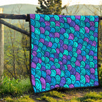 Teal Pink Mermaid Scales Pattern Print Quilt