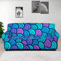 Teal Pink Mermaid Scales Pattern Print Sofa Cover