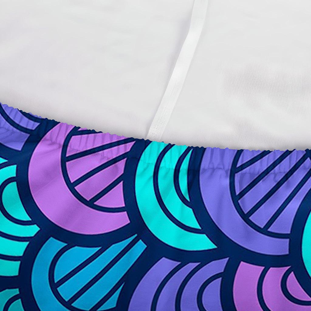Teal Pink Mermaid Scales Pattern Print Sofa Cover