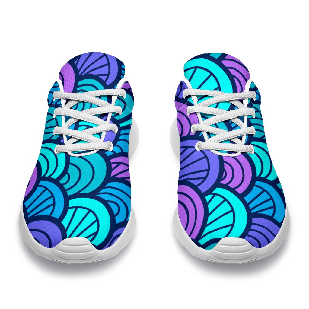 Teal Pink Mermaid Scales Pattern Print Sport Shoes GearFrost