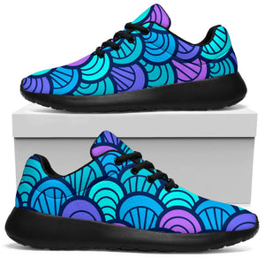 Teal Pink Mermaid Scales Pattern Print Sport Shoes GearFrost