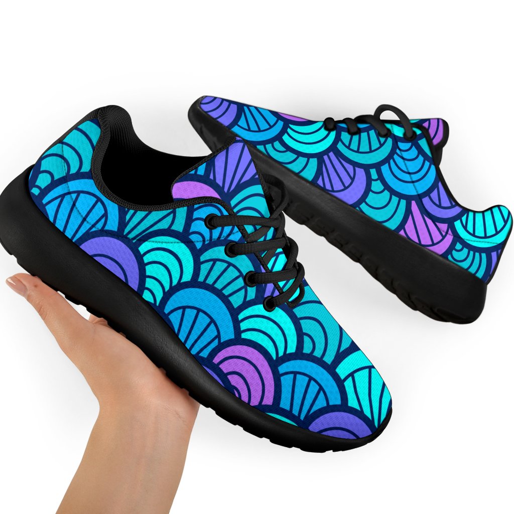 Teal Pink Mermaid Scales Pattern Print Sport Shoes GearFrost