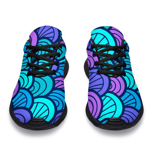 Teal Pink Mermaid Scales Pattern Print Sport Shoes GearFrost