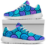 Teal Pink Mermaid Scales Pattern Print Sport Shoes GearFrost