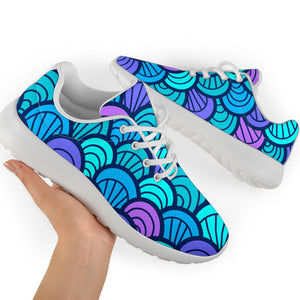 Teal Pink Mermaid Scales Pattern Print Sport Shoes GearFrost