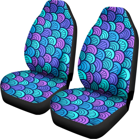 Teal Pink Mermaid Scales Pattern Print Universal Fit Car Seat Covers