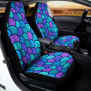 Teal Pink Mermaid Scales Pattern Print Universal Fit Car Seat Covers