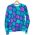 Teal Pink Mermaid Scales Pattern Print Women's Crewneck Sweatshirt