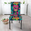 Teal Pink Sugar Skull Pattern Print Dining Chair Slipcover