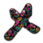 Teal Pink Sugar Skull Pattern Print Muay Thai Shin Guard