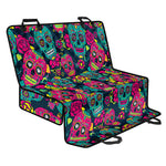 Teal Pink Sugar Skull Pattern Print Pet Car Back Seat Cover