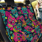 Teal Pink Sugar Skull Pattern Print Pet Car Back Seat Cover