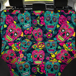 Teal Pink Sugar Skull Pattern Print Pet Car Back Seat Cover