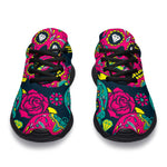 Teal Pink Sugar Skull Pattern Print Sport Shoes GearFrost