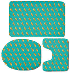 Teal Pizza Pattern Print 3 Piece Bath Mat Set