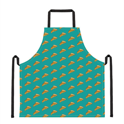Teal Pizza Pattern Print Apron