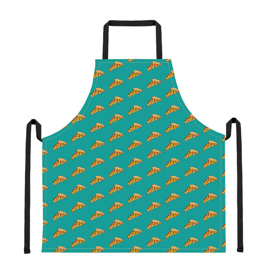Teal Pizza Pattern Print Apron