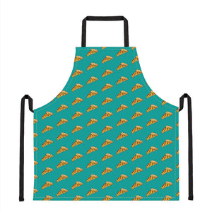 Teal Pizza Pattern Print Apron