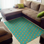 Teal Pizza Pattern Print Area Rug