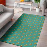 Teal Pizza Pattern Print Area Rug