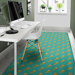 Teal Pizza Pattern Print Area Rug