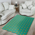 Teal Pizza Pattern Print Area Rug